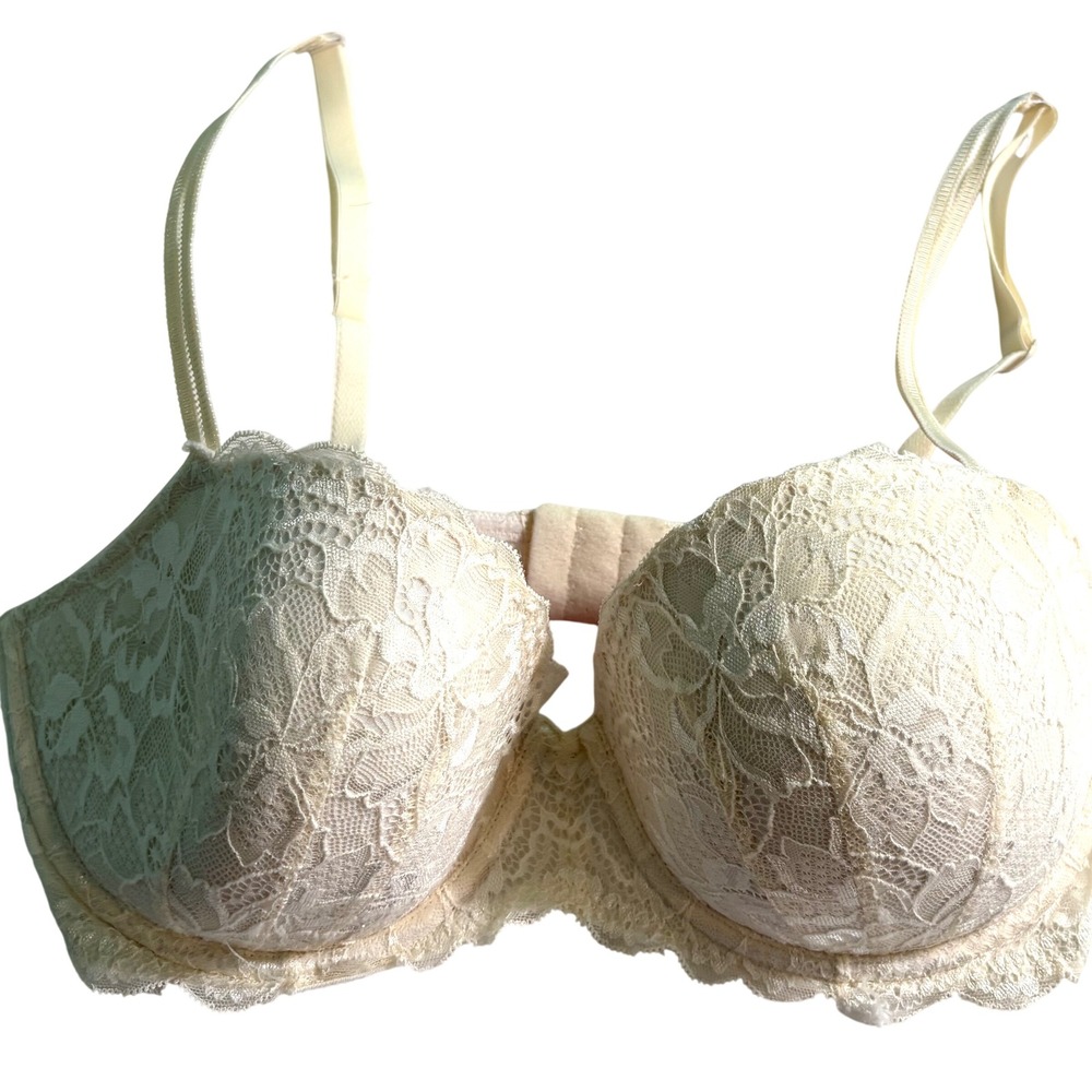 Pink Victoria's Secret Cream Lace Date Lightly Lined Bra in Size 36DD
